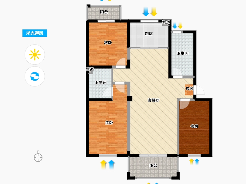 湖南省-衡阳市-八冲豪庭-122.40-户型库-采光通风