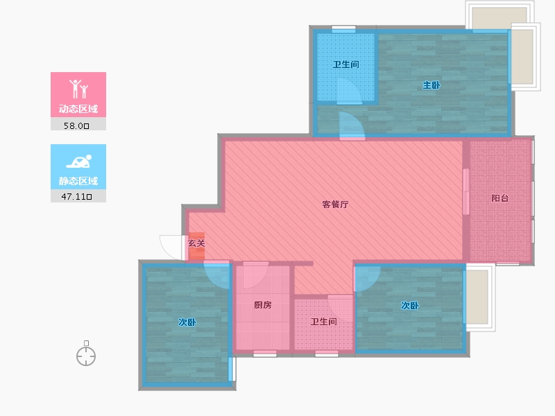 湖北省-孝感市-幸福名城-93.49-户型库-动静分区