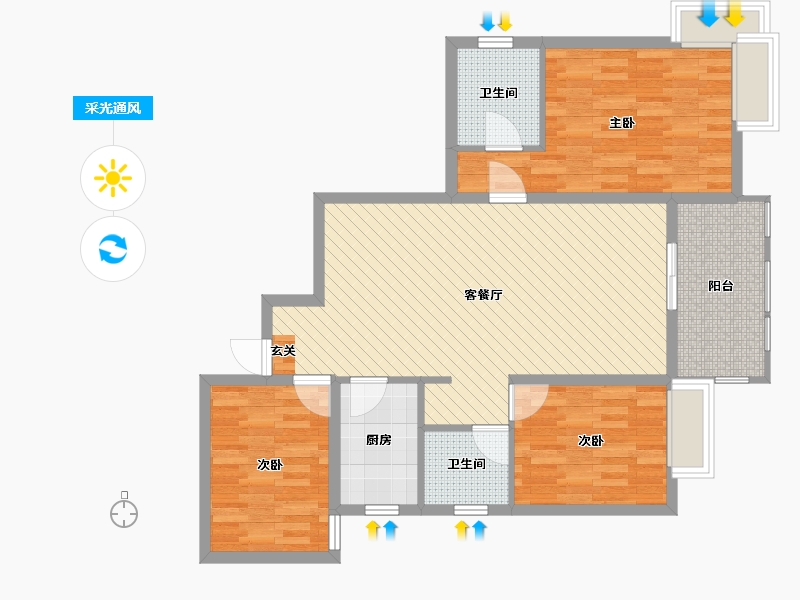 湖北省-孝感市-幸福名城-93.49-户型库-采光通风