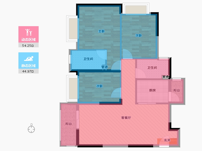 湖北省-黄冈市-邻江-88.00-户型库-动静分区