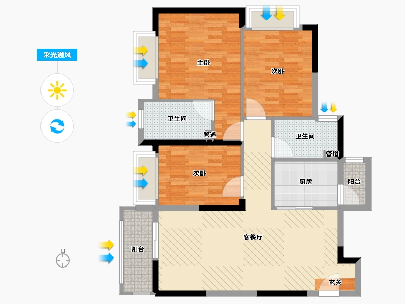 湖北省-黄冈市-邻江-88.00-户型库-采光通风