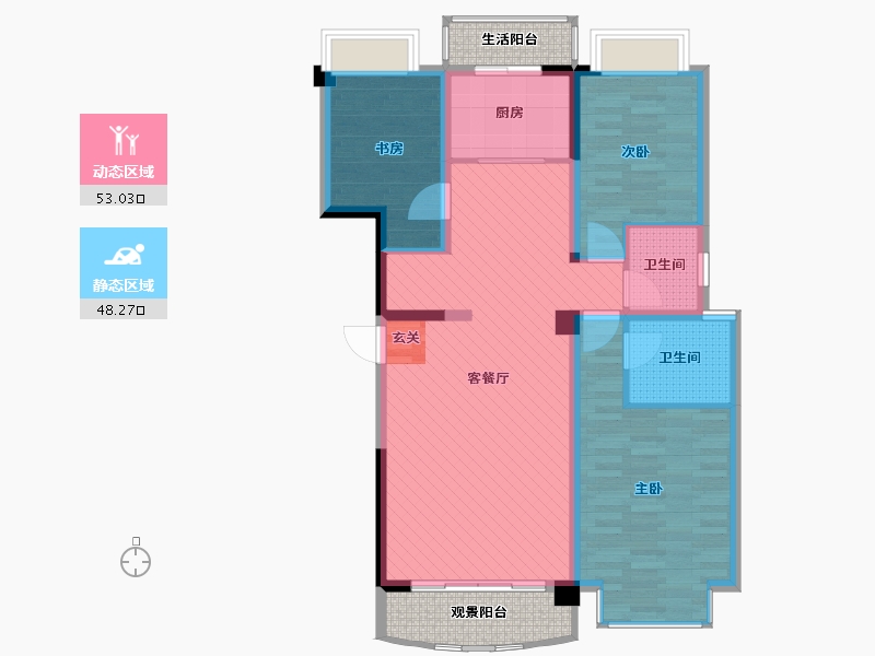 云南省-昆明市-昙小苑-98.06-户型库-动静分区