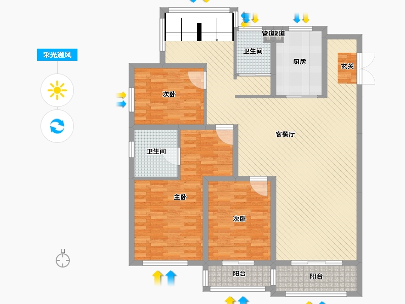 江苏省-无锡市-君悦.优湖美地-120.54-户型库-采光通风