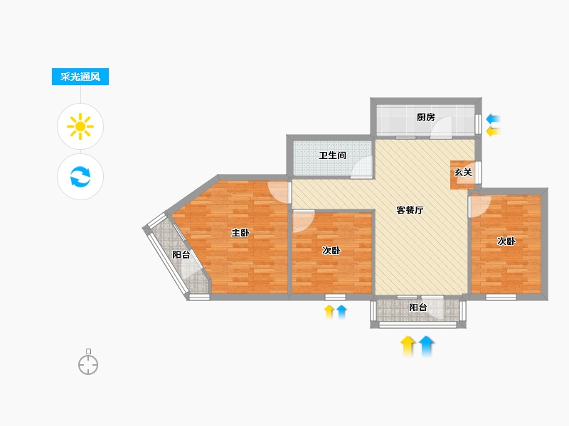 北京-北京市-冠军楼-76.91-户型库-采光通风