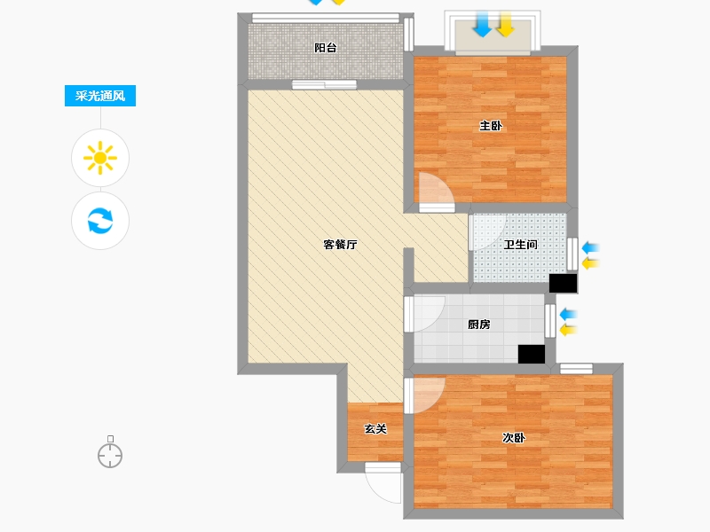 河南省-洛阳市-世纪阳光-71.77-户型库-采光通风