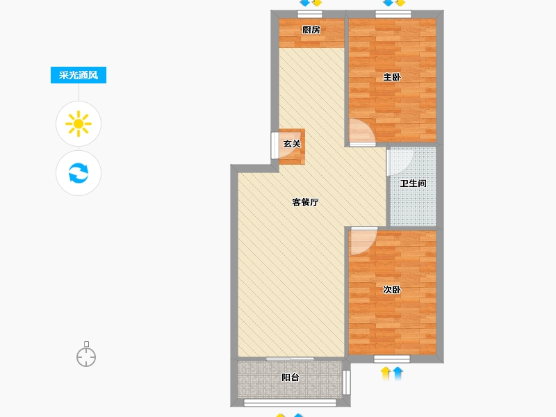 山东省-青岛市-福临万家-66.17-户型库-采光通风