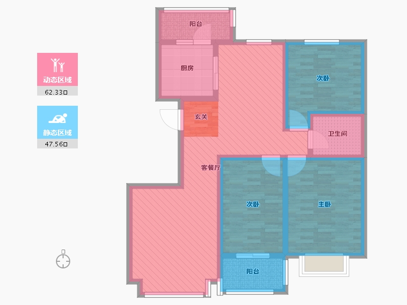 山西省-临汾市-恒富花园-95.37-户型库-动静分区