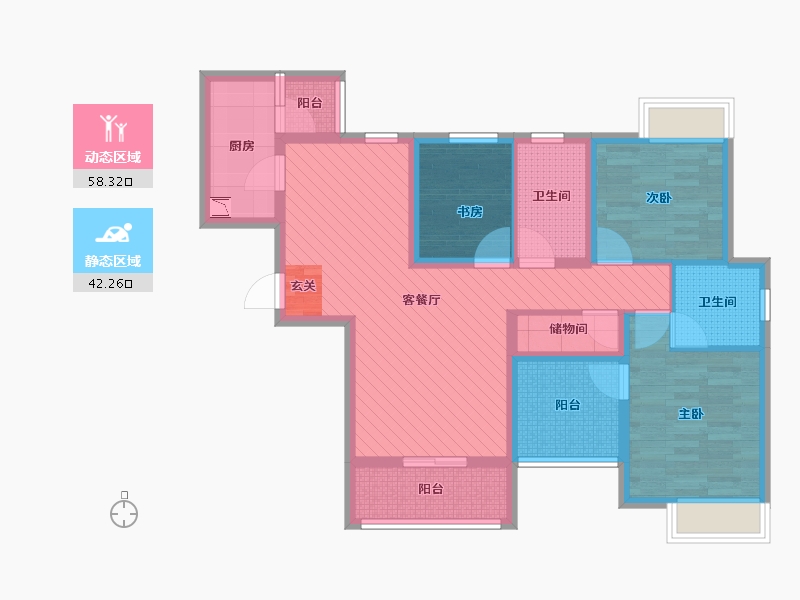 重庆-重庆市-凤凰世纪城-86.34-户型库-动静分区