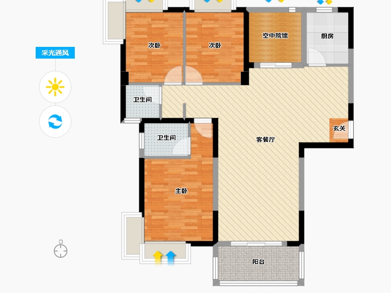 广西壮族自治区-南宁市-贵源城市新都-104.49-户型库-采光通风