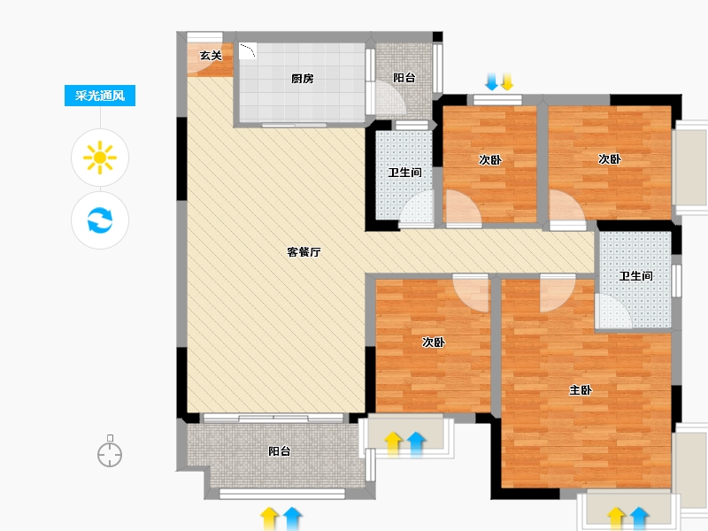 广东省-清远市-东城御峰-100.19-户型库-采光通风