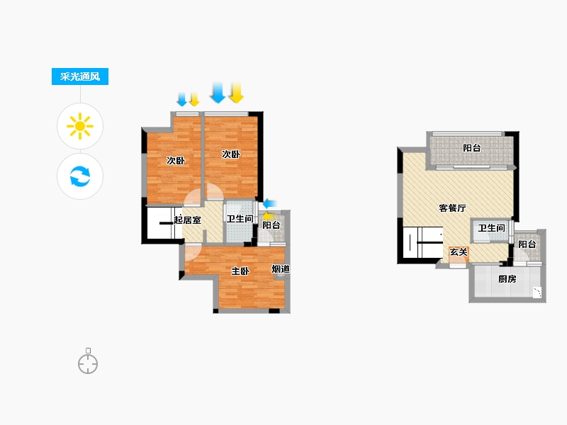 重庆-重庆市-万科金域学府-86.05-户型库-采光通风