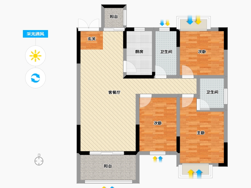 湖南省-衡阳市-湘泵家园-97.80-户型库-采光通风