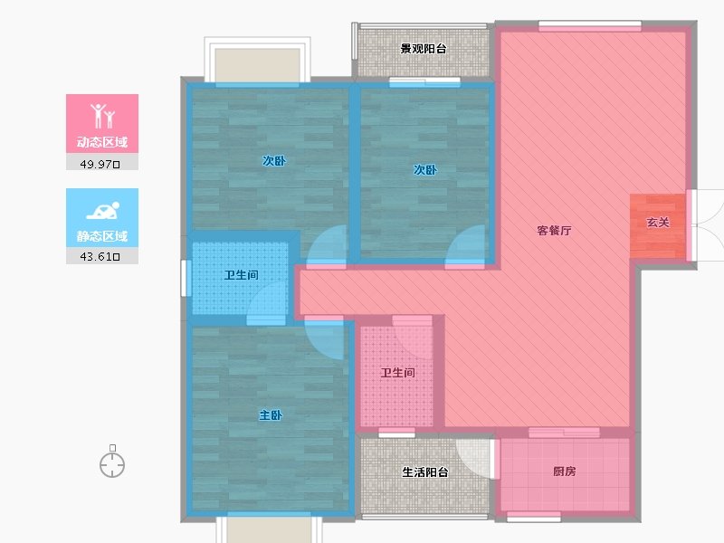 四川省-宜宾市-恒远新城-88.75-户型库-动静分区