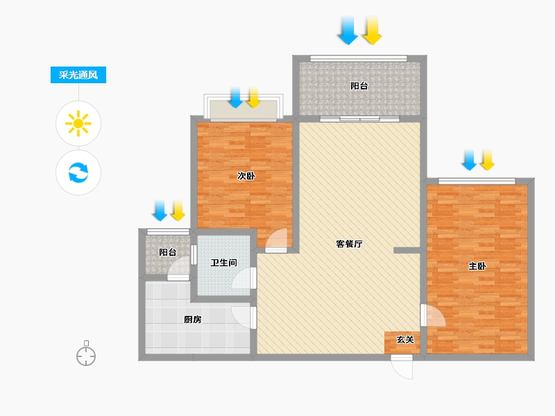 浙江省-杭州市-兴科明珠三期-120.57-户型库-采光通风