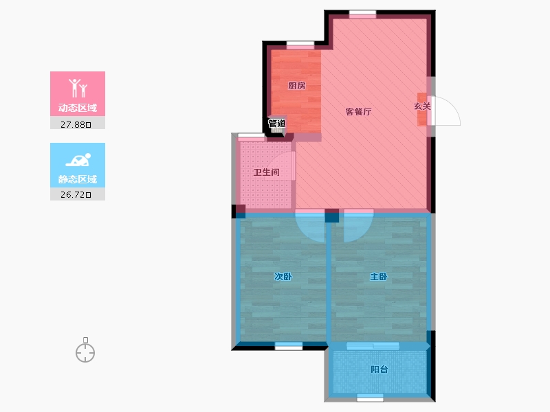 浙江省-嘉兴市-瑞景-47.83-户型库-动静分区