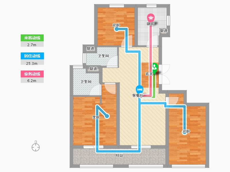 浙江省-杭州市-招商远洋春秋华庭-85.53-户型库-动静线