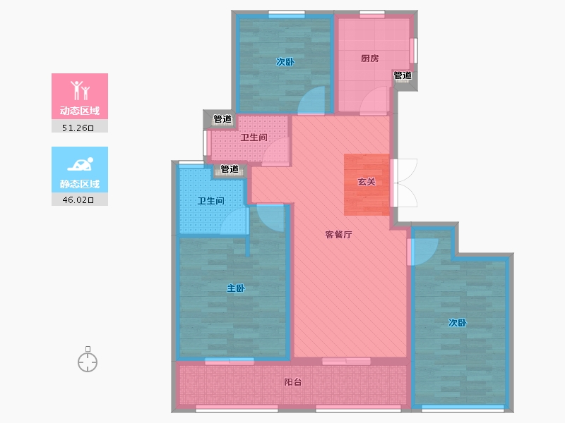 浙江省-杭州市-招商远洋春秋华庭-85.53-户型库-动静分区