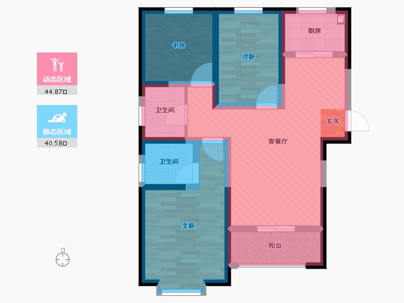 陕西省-西安市-大华-73.19-户型库-动静分区