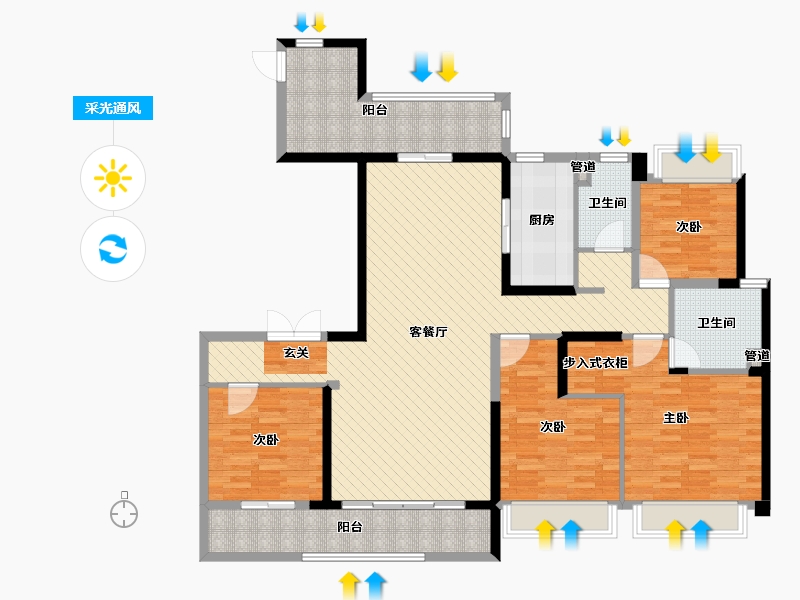 广东省-江门市-碧桂园翡翠湾-138.78-户型库-采光通风