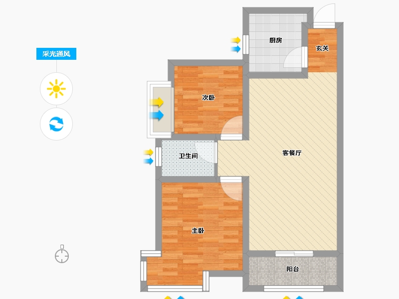 河北省-廊坊市-宏达家园-62.26-户型库-采光通风