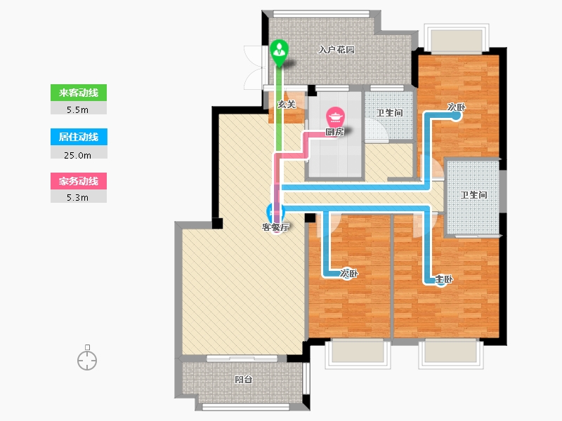 福建省-福州市-西航海坛金城实际户型是彩图的左右翻转-108.21-户型库-动静线