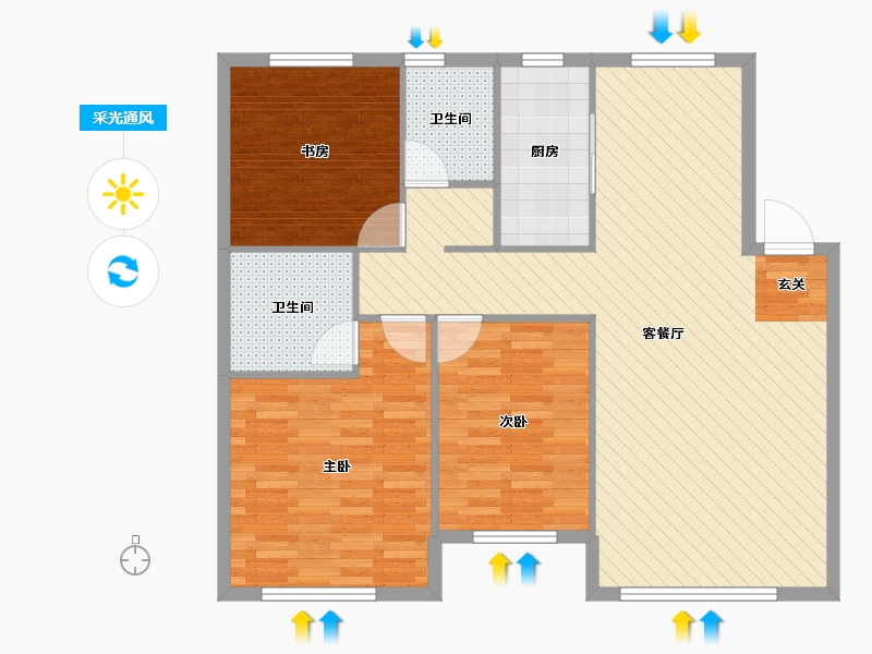 内蒙古自治区-赤峰市-百合国际-100.48-户型库-采光通风