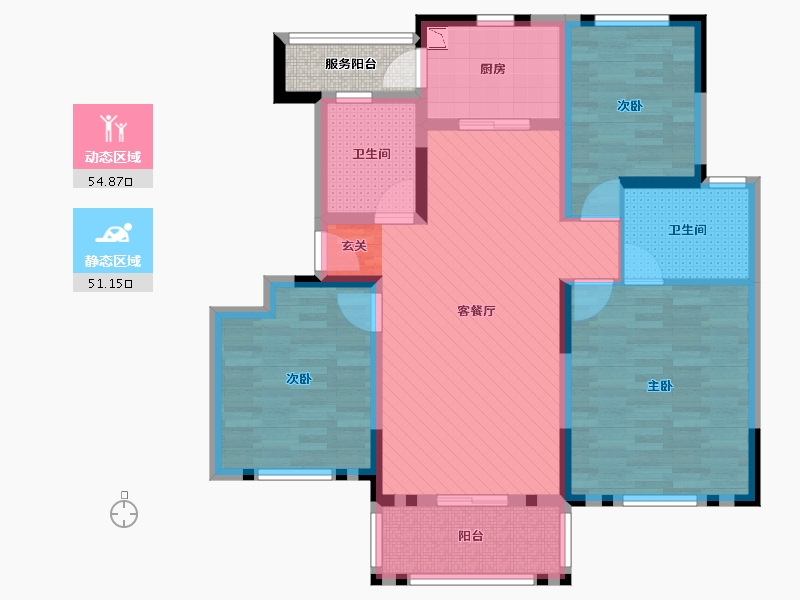 江苏省-无锡市-江南华府14栋-96.00-户型库-动静分区