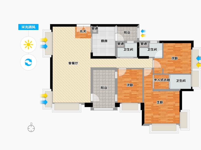 广东省-珠海市-华发新城-五期-120.53-户型库-采光通风