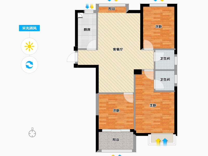 福建省-福州市-马尾正荣财富中心-86.00-户型库-采光通风