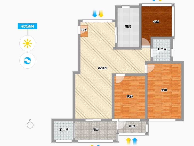 天津-天津市-广厦富城-110.54-户型库-采光通风