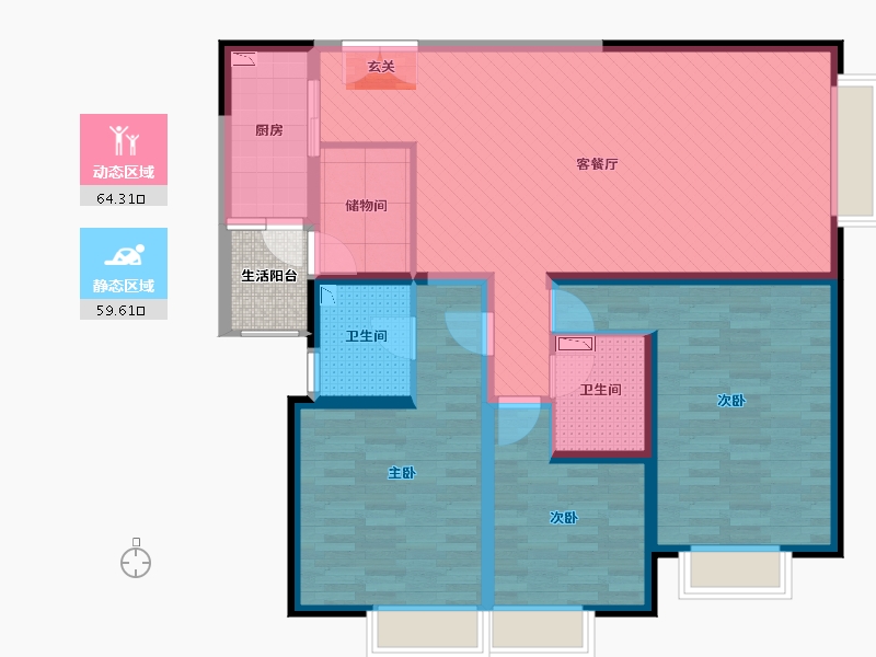 云南省-昆明市-大观首府-113.09-户型库-动静分区