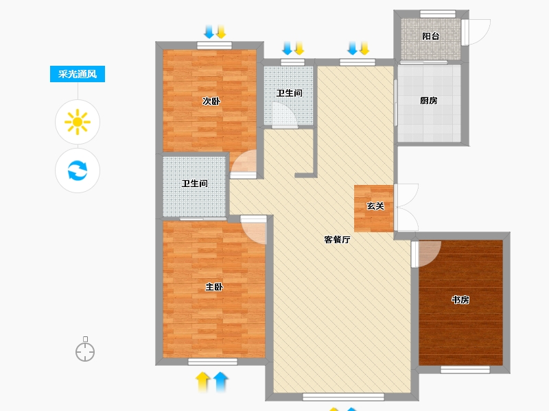 吉林省-长春市-吉森漫桦林-97.94-户型库-采光通风