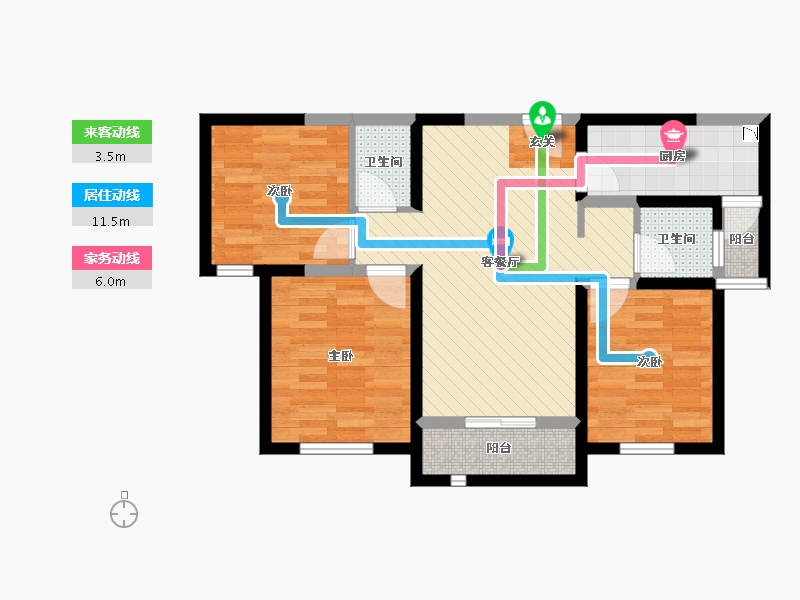 陕西省-西安市-馥桂园-69.98-户型库-动静线