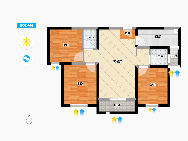 陕西省-西安市-馥桂园-69.98-户型库-采光通风