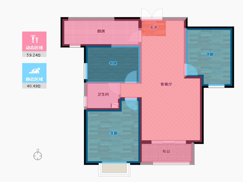 甘肃省-兰州市-西部机场星汇国际-87.45-户型库-动静分区