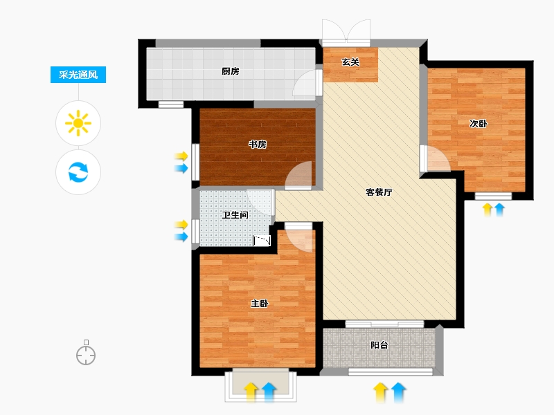 甘肃省-兰州市-西部机场星汇国际-87.45-户型库-采光通风