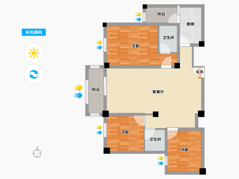 贵州省-黔南布依族苗族自治州-鸿申翡翠城-87.23-户型库-采光通风