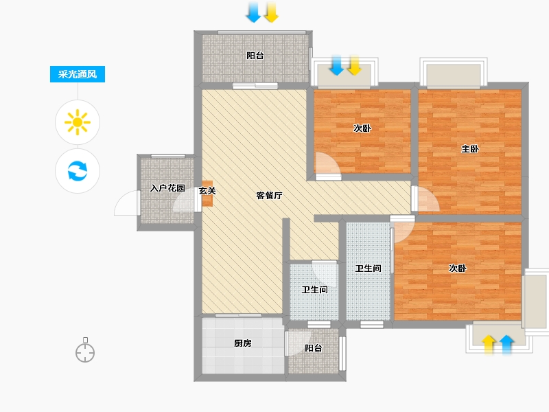 湖南省-株洲市-华府龙苑-96.22-户型库-采光通风