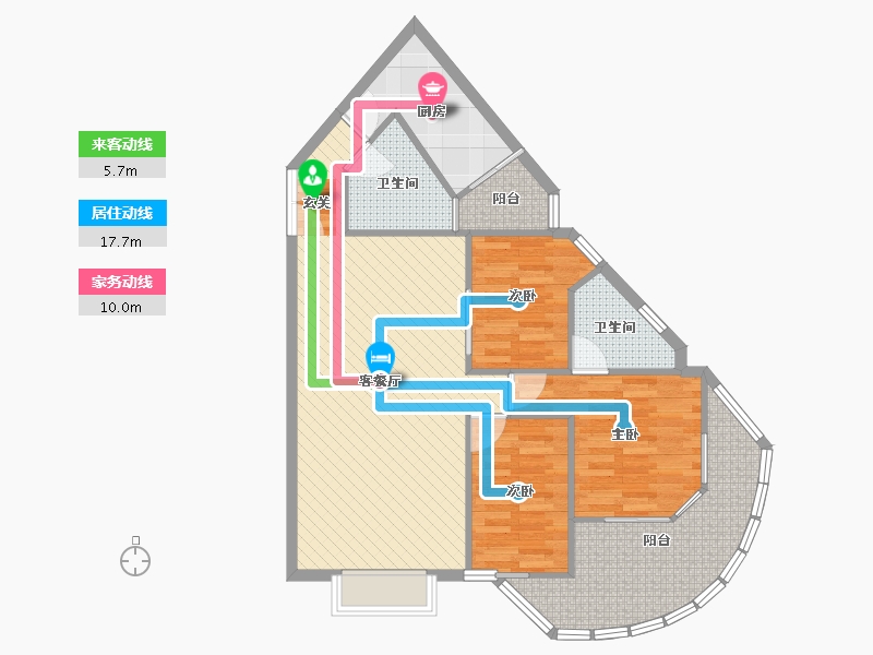 福建省-厦门市-东方时代广场东方阁-91.70-户型库-动静线