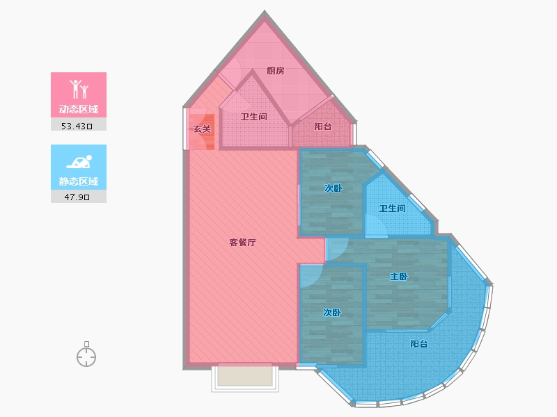 福建省-厦门市-东方时代广场东方阁-91.70-户型库-动静分区