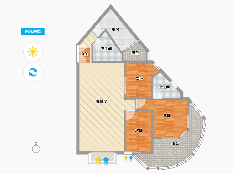 福建省-厦门市-东方时代广场东方阁-91.70-户型库-采光通风