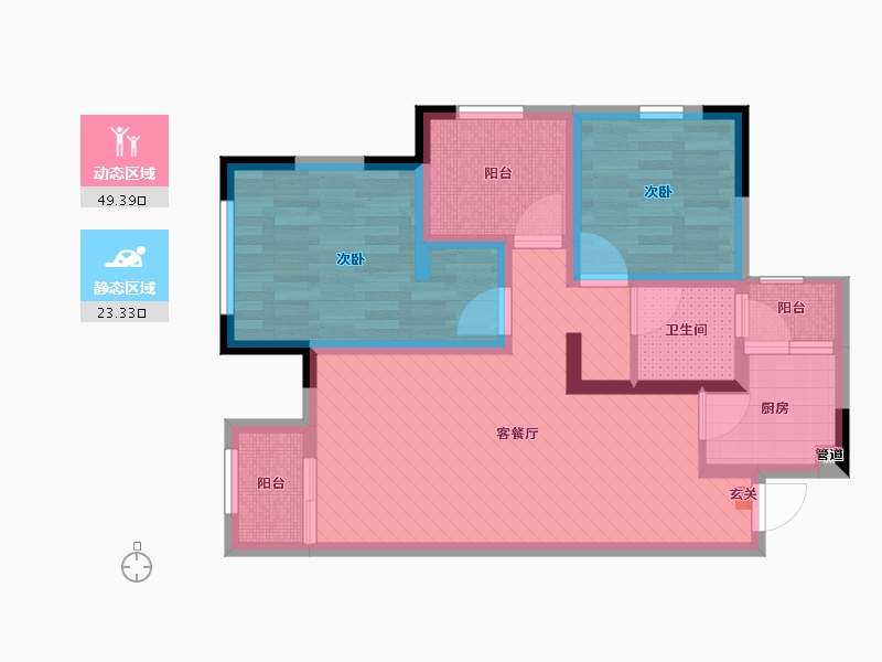 重庆-重庆市-斌鑫中央国际公园D3小洋楼D1户型-61.65-户型库-动静分区