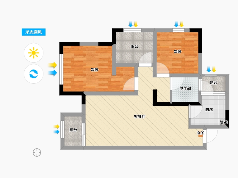 重庆-重庆市-斌鑫中央国际公园D3小洋楼D1户型-61.65-户型库-采光通风