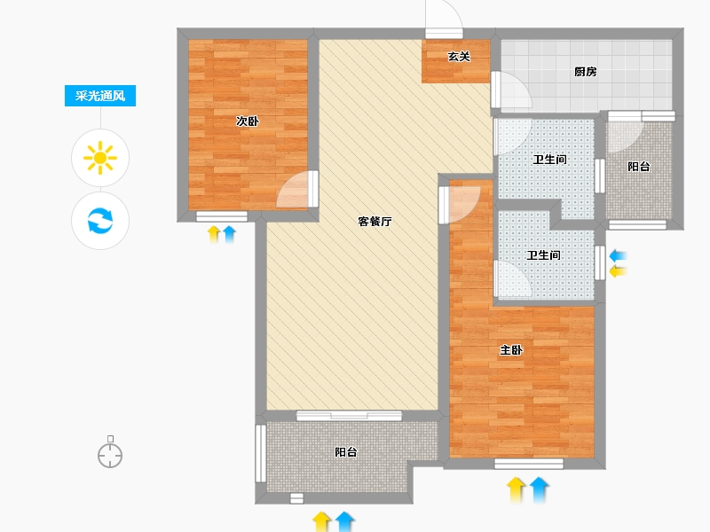 福建省-泉州市-聚龙小镇陶然居二期-83.32-户型库-采光通风