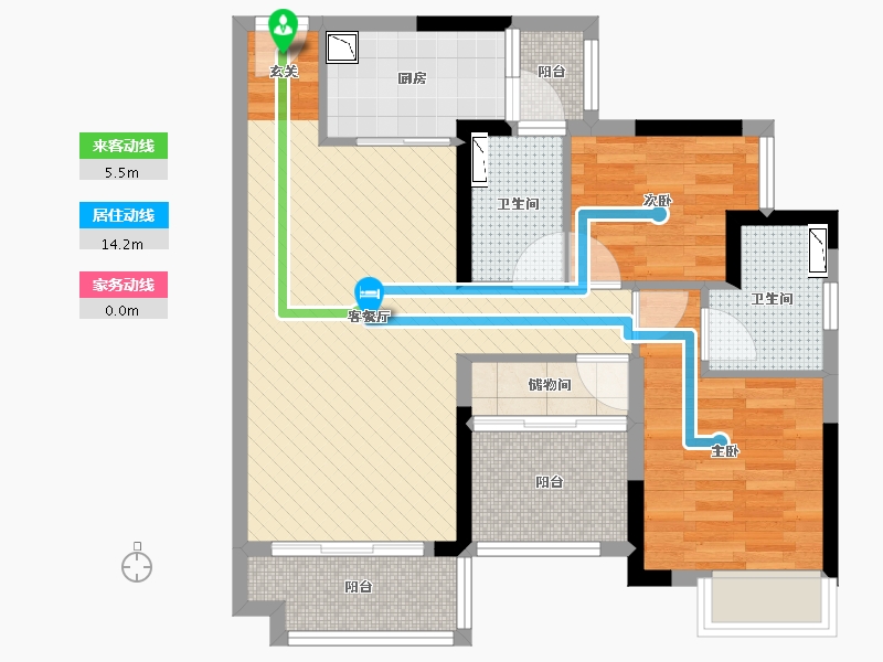 广东省-广州市-中铁建国际花园-69.69-户型库-动静线