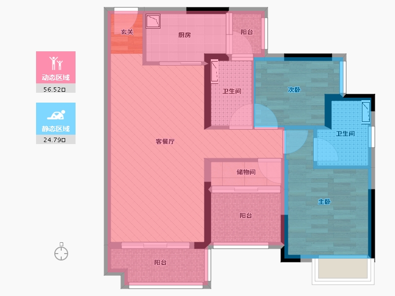 广东省-广州市-中铁建国际花园-69.69-户型库-动静分区