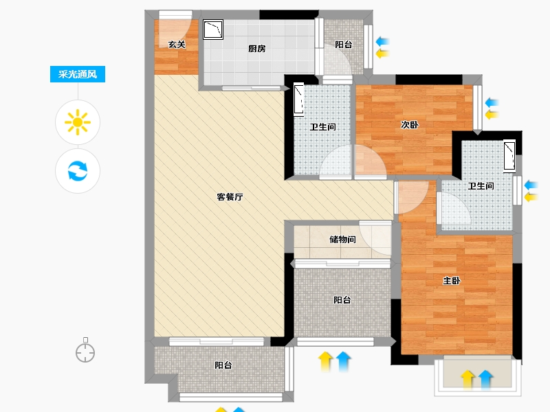 广东省-广州市-中铁建国际花园-69.69-户型库-采光通风