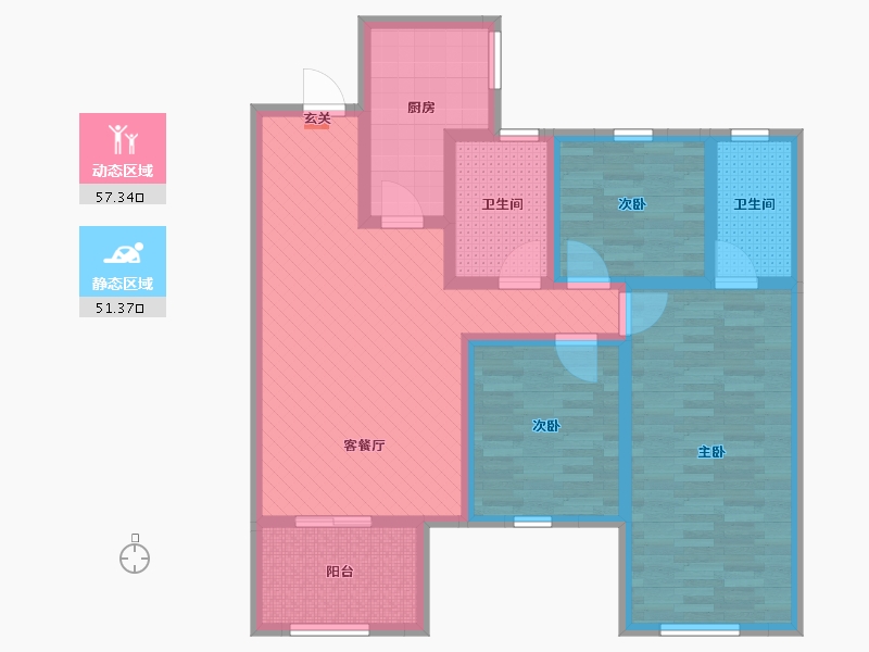 山东省-泰安市-东城田园-94.38-户型库-动静分区