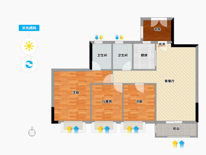 广西壮族自治区-钦州市-正元.清水湾-92.92-户型库-采光通风