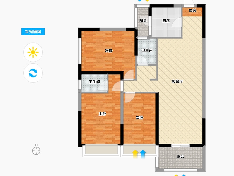 云南省-昆明市-西南海-110.97-户型库-采光通风